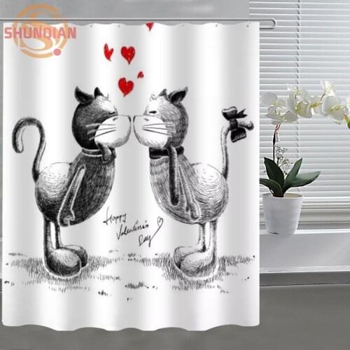 Kiss couple romantic Shower Curtain Eco-friendly Modern Fabric polyester Custom Shower curtain Home Decor H331DB75A