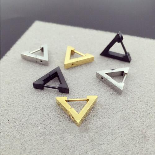 Hengke Fashion New Hoop Earring Heart Triangle Stainless Steel Ear Stud Men Women Body Piercing Jewelry