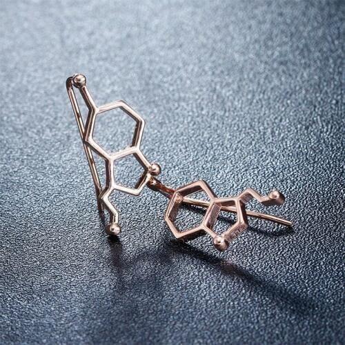 Shuangshuo 2018 Fashion Serotonin Molecule Ear Climbers for Women Chemistry Structure Science Stud Earrings Crawler Gift Brincos