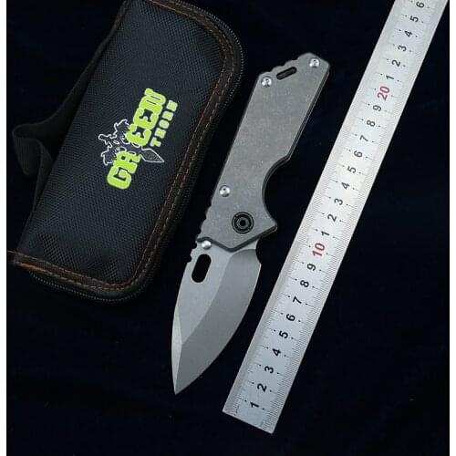 Green Thorn 75AR D2 Blade Titanium Alloy Handle Copper Gasket System Camping Outdoor Survival Folding Knife Practical EDC Tool