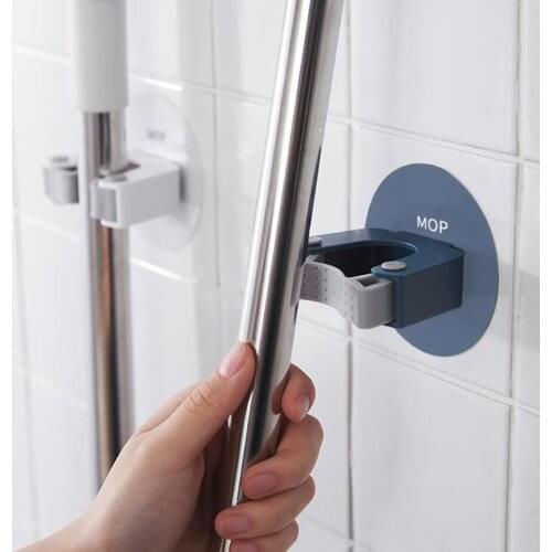 Mop Storage Rack Self Adheisve Mop Brush Broom Hanging Holder Adjustable Clipper for Hanging Mops Brooms