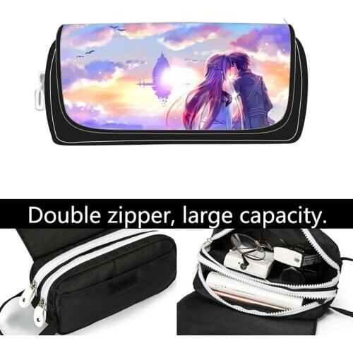 Makeup Bags School Pen Pouch Anime Sword Art Online SAO Print Kids Boys Pencil Cases Stationery Bags for Students 2020