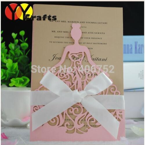 Laser cut paper unique folding wedding invitation cards