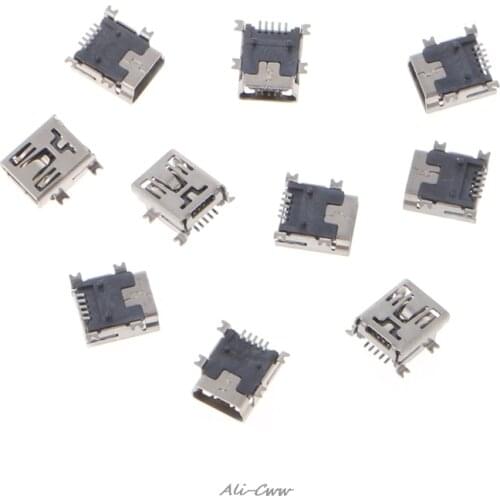 10 Pcs MINI USB Type B 5 Pin Female Socket Connector For Mobile Phone Charging