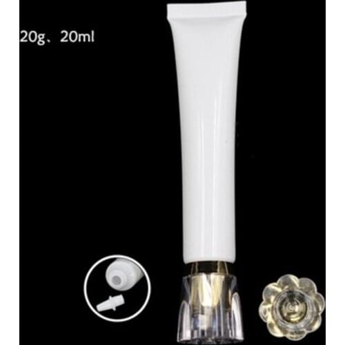 100pcs/Lot, 20G 20ML White Cosmetics Tube with Acrylic Cap, Cosmetic Cream Packing Tubes, Eye Cream Hose, Empty Plastic Bottles