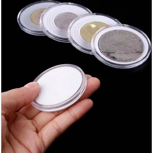 20Pcs Clear Round 46mm Direct Fit Airtight Coin Capsules Holder Display Storage Case With Adjustable EVA Gasket Pad Ring 16-40mm