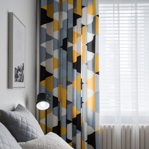 2021 Nordic Modern Minimalist Digital Printing Curtain Semi-blackout Curtain Finished Curtains for Living Dining Room Bedroom