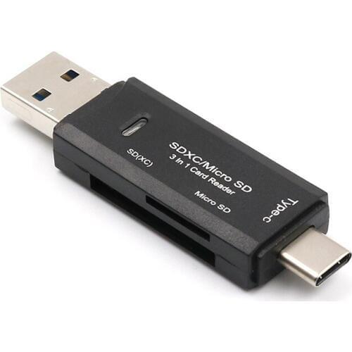 3in1 Type C & Micro USB OTG Card Adapter USB-C Reader Flash Stick TF Read Plug For Mobile Phone PC Mac Computer