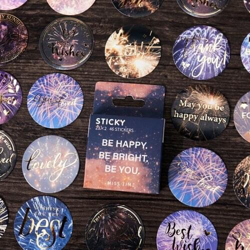 46 pcs/pack Moonlight fireworks Decorative Stationery mini Stickers set Scrapbooking DIY Diary Album round Stick Lable