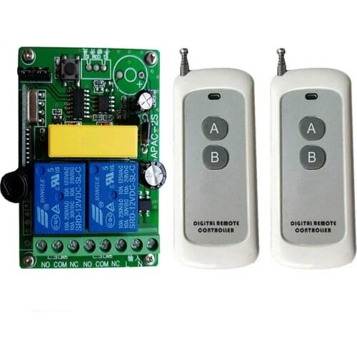 500m 433 MHz rf Remote Control AC 220V 2CH Relay Receiver for universal garage/door/Light/LED/Fanner/motor/Signal transmission