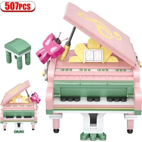 507pcs City Mini Musical Instrument Piano Model Building Blocks DIY Violin Bricks Educational Toys For Girls Gifts