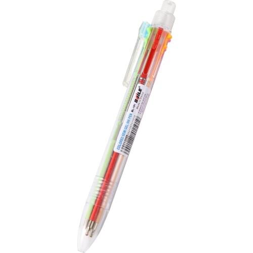 6 In 1 Colorful Pens Novelty Multicolor Ballpoint Pen Push Type Pen Multifunction Stationery School Supplies 1 Pc