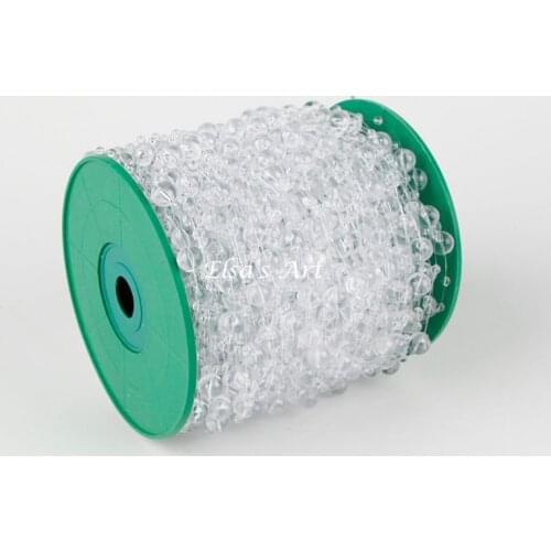 60M 196FOOT 1 Roll 8mm Clear Crystal Bead Garland Chain Party Wedding Center Candle Decoration Crafting DIY