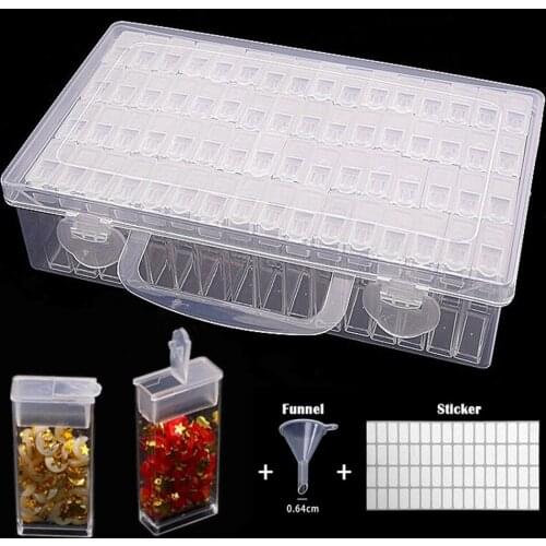 New 64Pcs Box Diamond embroidery diamond painting tool! Daimond transparent plastic storage box, jewelry Drill Storage Box Gift