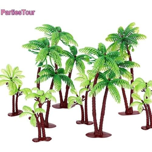 8pcs Green Palm Tree Cuke Topper with Coconuts Hawaii Forest Animal Dinosaur Cake Toppers Birthday Wedding Cake Decor Decors