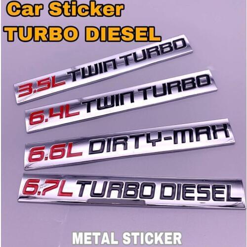 Car Sticker "6.5L 6.4L Twin Turbo" "6.7L Turbo Diesel" "6.6L DIRTY-MAX" Logo Metal Emblem Badge Decal for BMW Audi Honda Toyota
