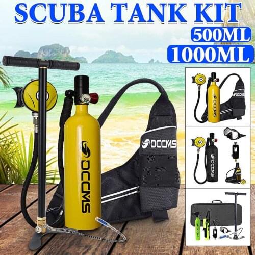 1L Scuba Diving Cylinder Mini Oxygen Tank Set Respirator Air Tank Hand Pump for Snorkeling Breath Diving Equipment