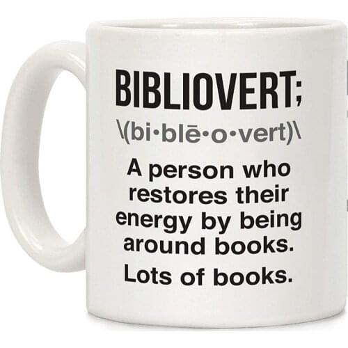 Bibliovert Definition White 11 Ounce Ceramic Coffee Mug