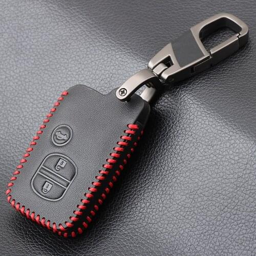 Genuine Leather Cover for Toyota Land Cruiser Camry Highlander Crown Prado Prius Car Key Set Jacket Cover Case Remote