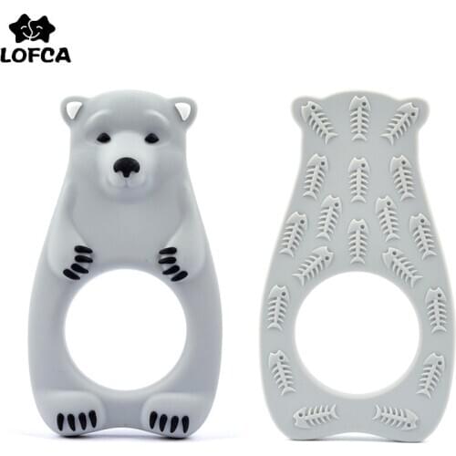 LOFCA Baby Teether Polar Bear Silicone BPA Free Baby Teething Toy Silicone Teether Pendant Baby Oral Care Pacifier Clips Making