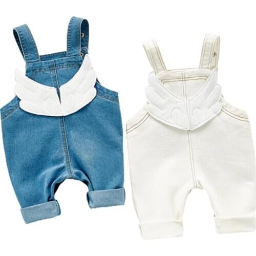 Girls Jumpsuit Jeans New Jumpsuit Girl Patchwork Wing Three-Dimensional Pocket Kids Denim Overalls Autumn Baby Clothes For Girls