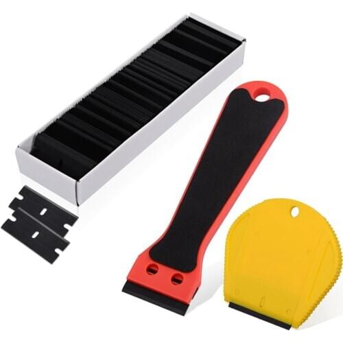 EHDIS 2pcs Carbon Fiber Vinyl Stickers Remover Razor Blade Scraper Car Cleaning Tool Glass Tint Windshield Wiper Clean Squeegees