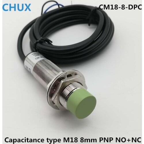 Capacitive Proximity Switch PNP M18 Detect 8mm Distance NO+NC CM18-8-DPC LED Capacitance Sensor