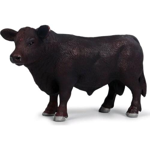 Black Angus Bull Figure Simulated PVC Wild Animal Model Black Bull Collection Toy For Kids Gift Decor Education Toys
