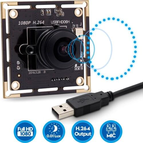 H.264 Star Light Low illumination Fisheye Wide View Angle 180degree Sony IMX322 2MP Full HD 1080P Webcam UVC USB Camera Module