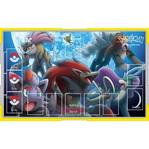 Pokemon Card Game Playmat Mat Mousepad Gifts Suicune Entei Raikou Wild Animal Animal Lion Tiger Pattern Design