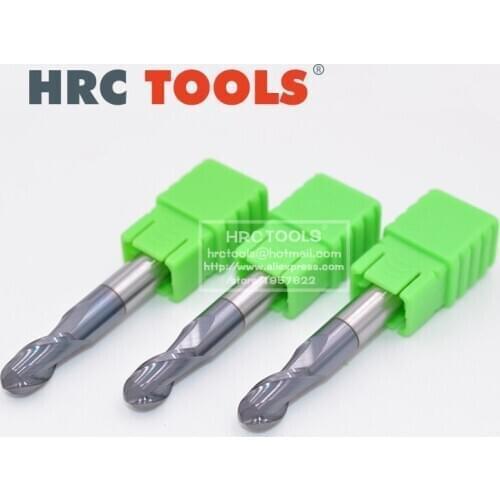K6-R1.75x7Hx4Dx50L HRC62 Coated Solid Carbide Ball Nose End Mill R1.75 2-Flute CNC