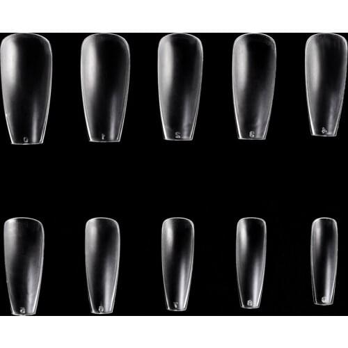 KADS 500pcs No Crease Short Trapezoid Nail Tips Natural Transparent White False Nails Tips Acrylic UV Gel Nail Polish Manicure