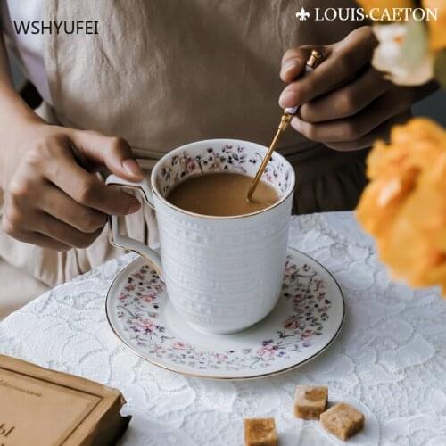 WSHYUFEI Coffee cup High-grade ceramics Afternoon tea cups Desktop decoration birthday present Family Hotel Office Supplies