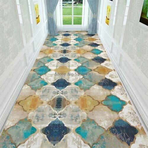 Printed European Moroccan corridor carpet long blanket bedroom living room kitchen floor mat carpet
