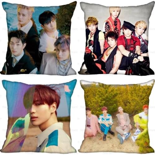 KPOP SHINee Pillow Cover Bedroom Home Office Decorative Pillowcase Square Zipper Pillow Cases Satin Fabric 0512