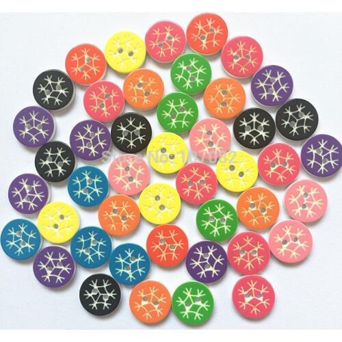 500pcs Mixed Snowflake Design Round Resin Buttons 13mm 2 Holes Sewing Baby Buttons Garment Accessory