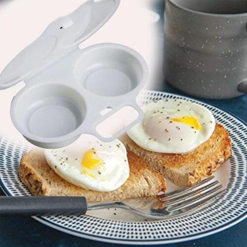 Microwave Egg Poacher Kitchen Microwave Oven Round Shape Double Cup Egg Steamer Boiler Cooking Mold Kitchen Gadgets Fried Tool