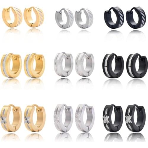 Fashion New Stainless Steel Pattern round Fine polished electroplating Earring for Women Zircon Luxury Party Ear Buckle Jewelry