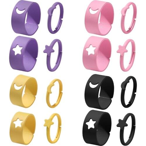 Trendy Lover Star Moon Aircraft Cherry Dinosaur Mushroom Butterfly Rings for Women Men Couple Open Ring Set 2021 Jewelry