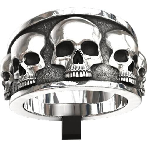 Personality Men Punk Skull Rings Vintage Gothic Domineering Skull Ring Fashion Rock Jewelry Accessories