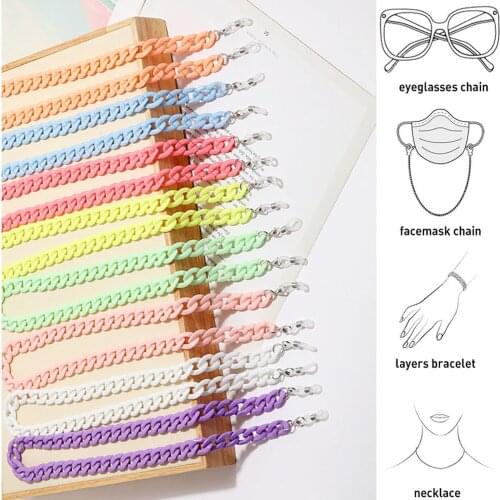 2021 New Fashion Candy Color Resin Anti-skid Glasses Chain Student Acrylic Sunglasses Mask Holder Lanyard Neck Strap for Women