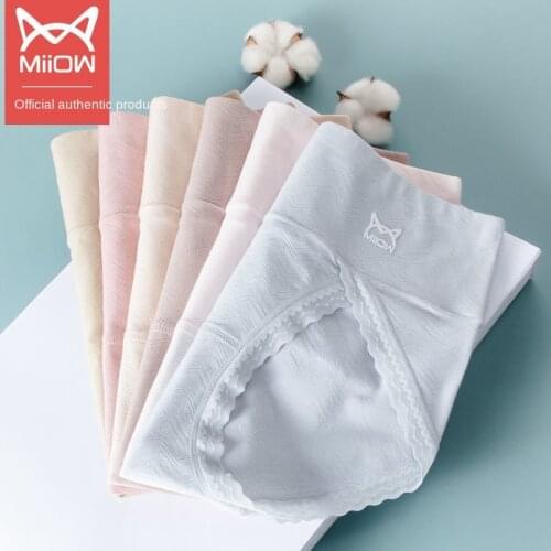 MiiOW High-waist Underwear Womens Pure Cotton Adult Graphene Antibacterial Ladies Shorts Abdomen Hips Breathable Large Cotton