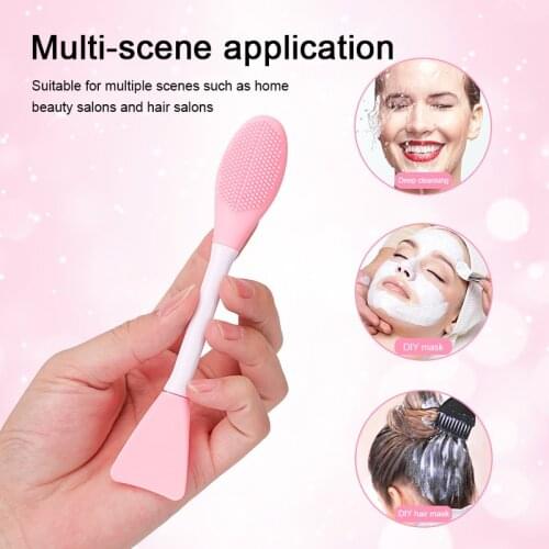 New 2-in-1 Wash Face Silicone Brush Mask Brush Exfoliating Nose Clean Blackhead Removal Brush Tool Adjustable Mask Rod Skin Care