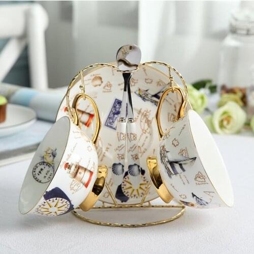 Pastoral flowers and birds European bone china coffee cup and saucer set English afternoon tea porcelain cup coffee cup tea set