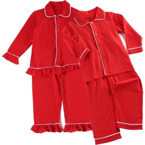 2021 Christmas kids pajamas sets 95% cotton red pjs toddler sleepwear girls boys sleepwear