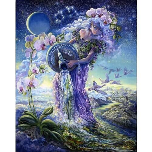 Full Drill Mosaic Round Diamond Painting Fantasy Aquarius Diamond Embroidery Cross Stitch Kit Diamond Art Rhinestones