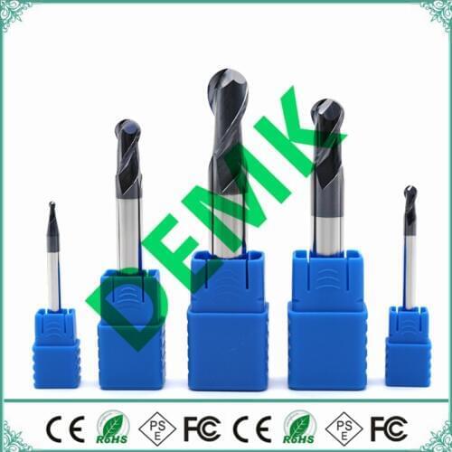 R0.25 -R10 2F Solid carbide tungsten steel milling cutter Ball end mill HRC 50 coated milling cutter CNC machine milling machine