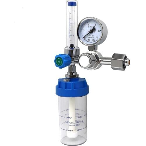O2 Flow Meter Gas Regulator Flowmeter Medical Oxygen Inhalers Pressure Reducer Humidifying Cups Color Random Free shipping