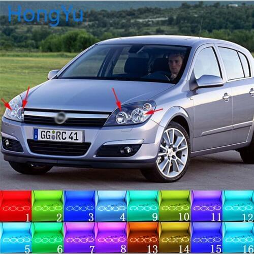 Headlight Multi-color RGB LED Angel Eyes Halo Ring Eye DRL RF Remote Control for Opel Astra H NON projector 2007- 10 Accessories