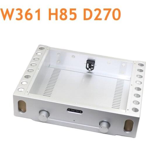 Luxury Hifi All Aluminum Power Amplifier Chassis Silver CNC Heat Sink Volume Control DIY Headphone Audio AMP Case W361 H85 D270